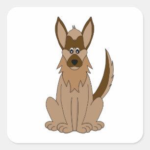 Dog Cartoon Amazing German Shepherd Square Sticker