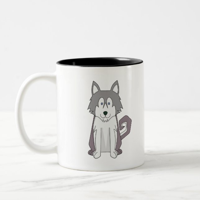 Dog Cartoon Amazing Siberian Husky Two-Tone Coffee Mug (Left)