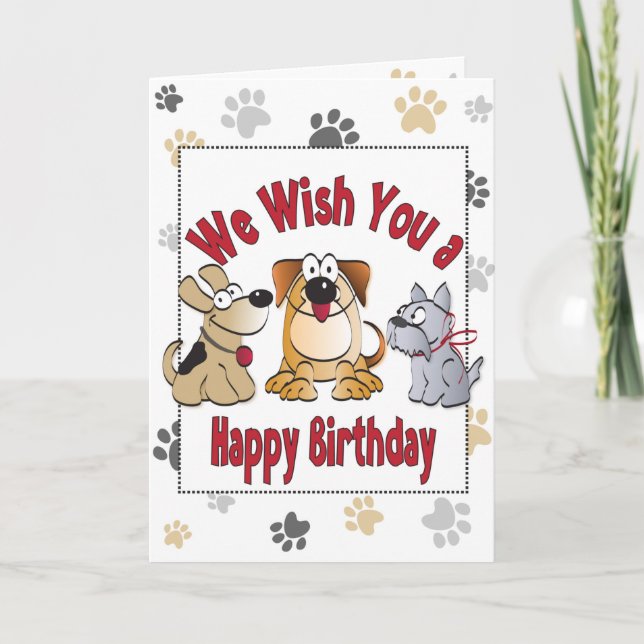 Dog Cartoon Happy Birthday Card (Front)