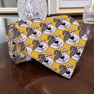 Dog Cartoon on Yellow Custom Necktie