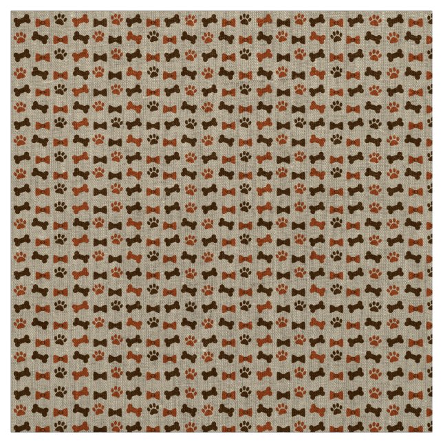 Dog Cat Animal Paw Print Bones Bow-Ties Pattern Fabric (Swatch)