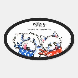 Dog Cat Bone Appetit! Pet Gourmet Personalised Oval Sticker