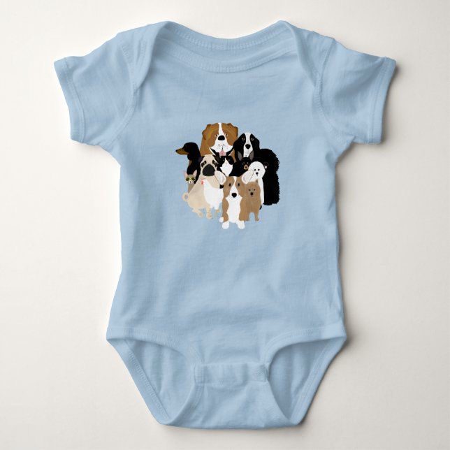 Dog, Cat, Chicken Baby Bodysuit (Front)