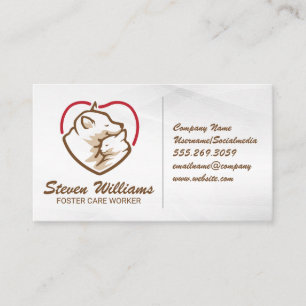 Dog Cat Cuddling Logo   Animal Care Business Card