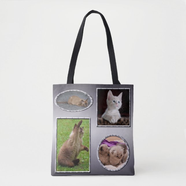 Dog Cat Four Favourite Photos Collage Tote Bag (Front)