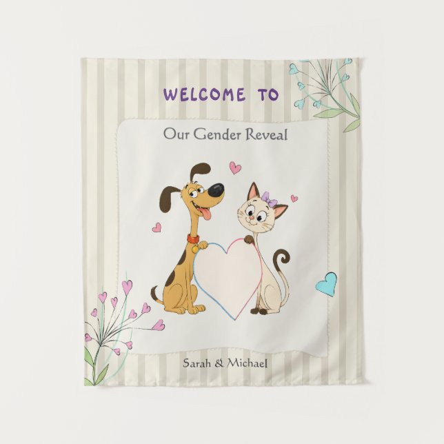  Dog & Cat Gender Reveal   Tapestry (Front)