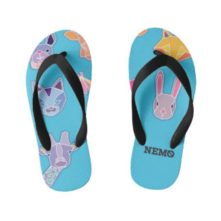 dog cat giraffe horse fox and rabbit kid's thongs