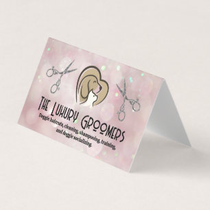 Dog Cat Heart Logo Scissors Bokeh Business Card