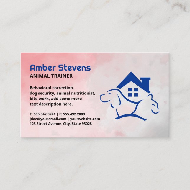 Dog Cat House Logo Icon | Animals Business Card (Front)