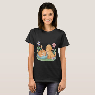Dog & Cat in Nature – Cute Animal T-Shirt for Pet