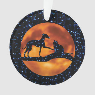 Dog, Cat, Moon   Ornament