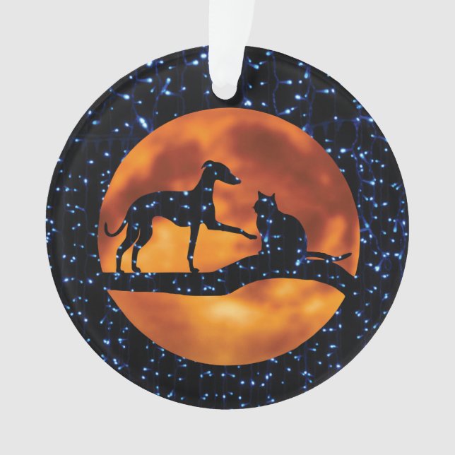 Dog, Cat, Moon   Ornament (Front)