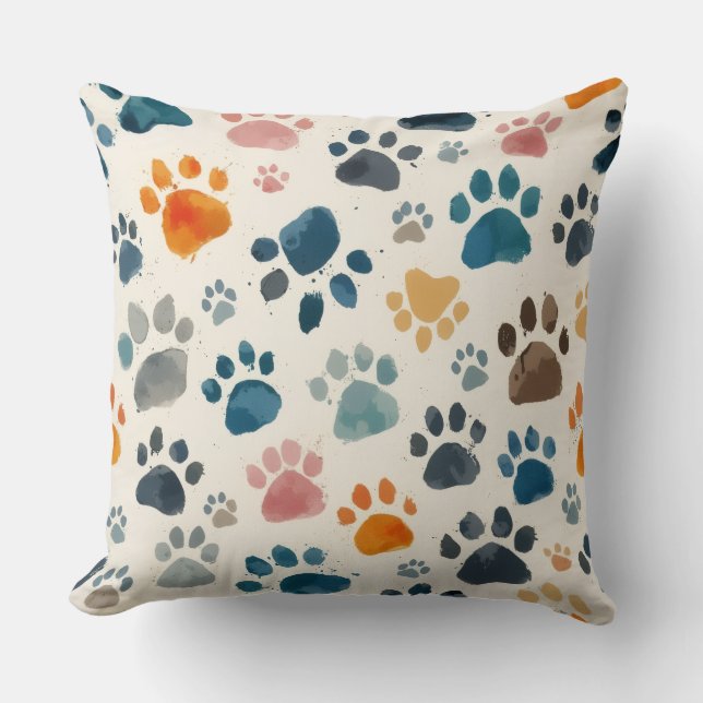Dog & Cat Paw Print Cushion (Front)