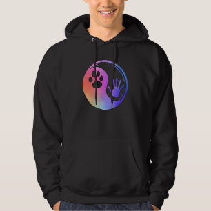 Dog Cat Paw Print Hand Yin Yang Rainbow Pawprint H Hoodie