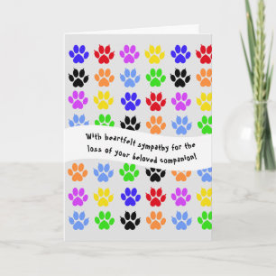 Dog & Cat Paw Print Sympathy Card