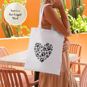 Dog Cat Paw Prints Heart Valentine's Day Love Tote Bag