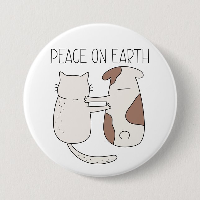 Dog Cat Peace on Earth Button (Front)