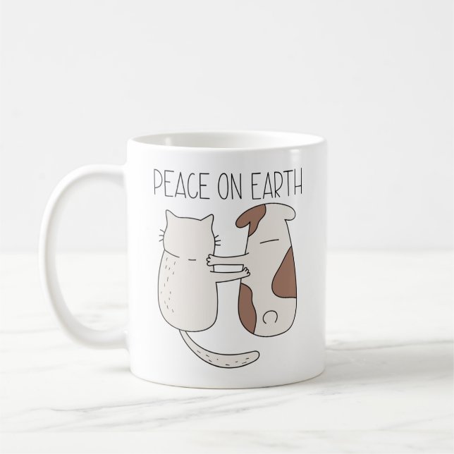 Dog Cat Peace on Earth Mug (Left)