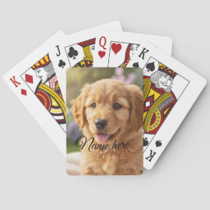 Dog cat pet name photo template simple minimal playing cards