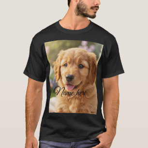 Dog cat pet name photo template simple minimal T-Shirt