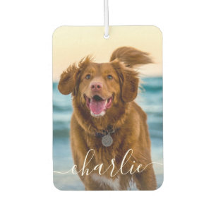 Dog Cat Pet Photo & Name Text Car Air Freshener