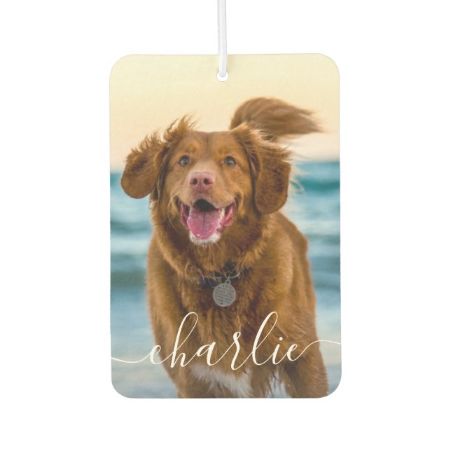 Dog Cat Pet Photo & Name Text Car Air Freshener (Front)