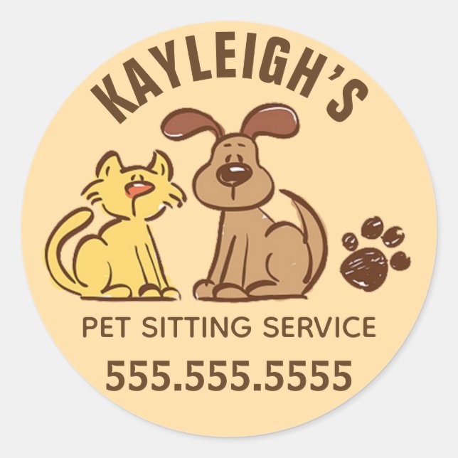 Dog Cat Pet Sitting Sticker (Front)