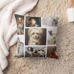 Dog Cat Pets 8 Photo Portrait Collage Keepsake Cushion