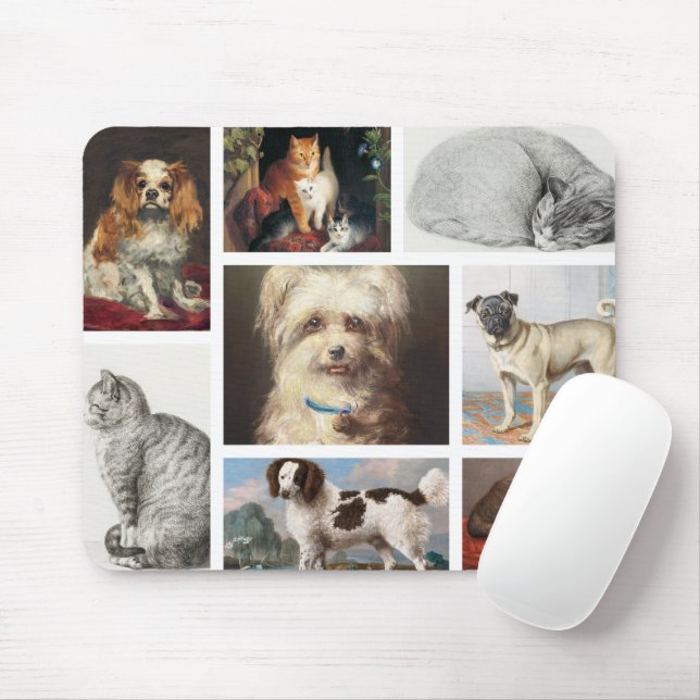 Dog Cat Pets 8 Photo Portrait Collage Keepsake Mouse Pad (With Mouse)