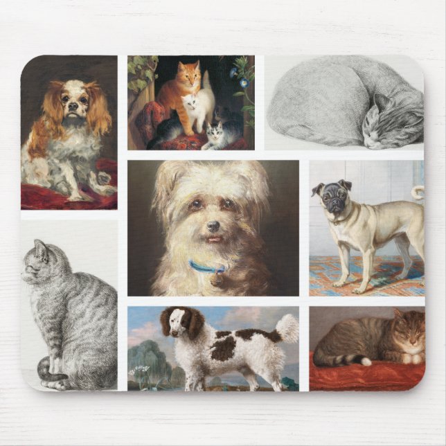 Dog Cat Pets 8 Photo Portrait Collage Keepsake Mouse Pad (Front)