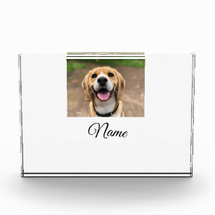 Dog cat photo add pet name cu custom personalised block