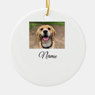 Dog cat photo add pet name cu custom personalised ceramic ornament