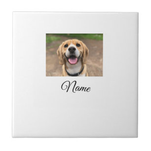 Dog cat photo add pet name cu custom personalised ceramic tile