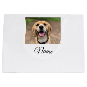 Dog cat photo add pet name cu custom personalised large gift bag