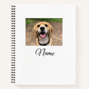 Dog cat photo add pet name cu custom personalised notebook