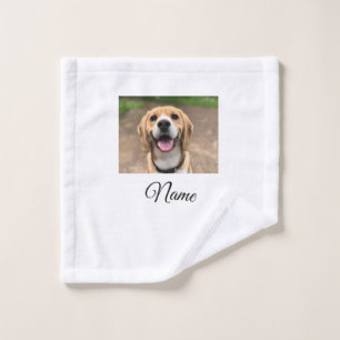 Dog cat photo add pet name cu custom personalised wash cloth