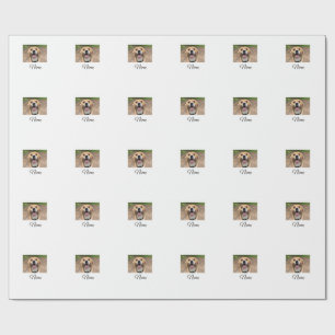 Dog cat photo add pet name cu custom personalised wrapping paper