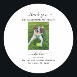 Dog Cat Photo My Human's Thank You Wedding Favour Classic Round Sticker<br><div class="desc">An adorable way to include your dog or cat in the wedding. Add his or her photo to these favour stickers. 
All lines are editable for your information. Add your dog or cats photo.</div>
