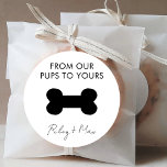 Dog Cat Puppy Treat Wedding Favour From Our Pups Classic Round Sticker<br><div class="desc">Dog Cat Puppy Treat Wedding Favour From Our Pups Classic Round Sticker</div>