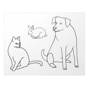 Dog Cat Rabbit Colouring Sheets on Notepads