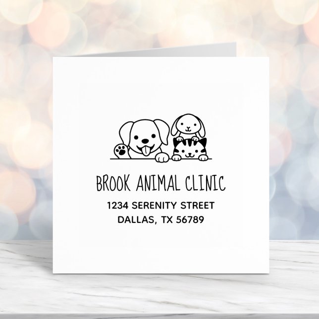 Dog Cat Rabbit Veterinarian Animal Clinic Address Self-inking Stamp (Creator Uploaded)