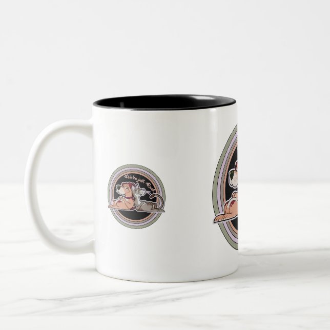 Dog Cat Relationship Two-Tone Coffee Mug (Left)