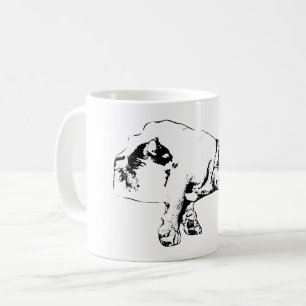 Dog & Cat Resting Together Monochrome Art Mug