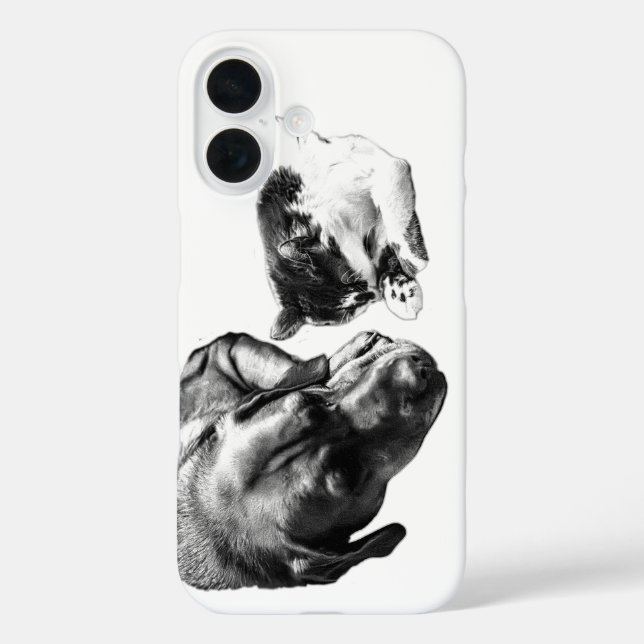 Dog & Cat Resting Together Monochrome Case (Back)