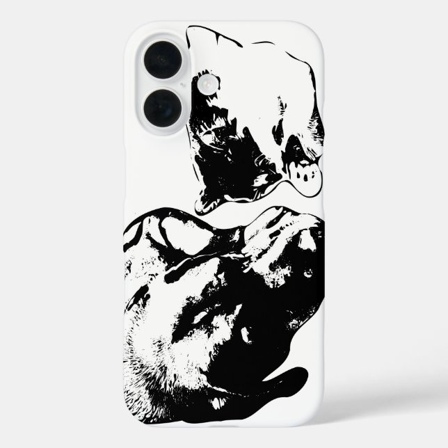 Dog & Cat Resting Together Monochrome Case (Back)