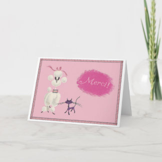 Dog & Cat say "Merci!" Card