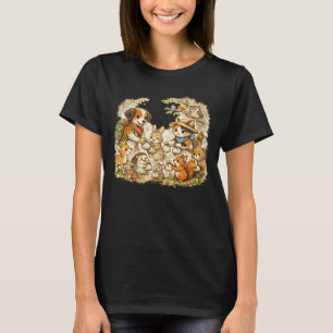 Dog & Cat Share Eco Tote Bags With Forest Friends T-Shirt