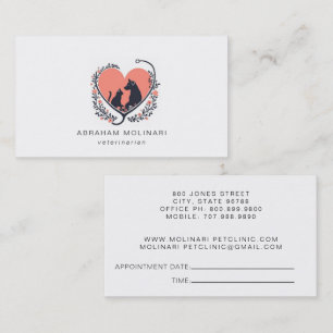 Dog Cat Stethoscope Logo Veterinarian Appointment Business Card