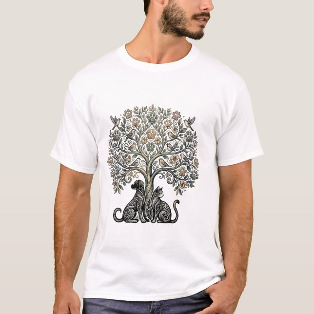 Dog Cat Tree of Life  T-Shirt (Front)