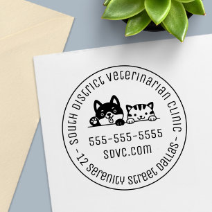 Dog Cat Veterinarian Animal Clinic Round Self-inking Stamp